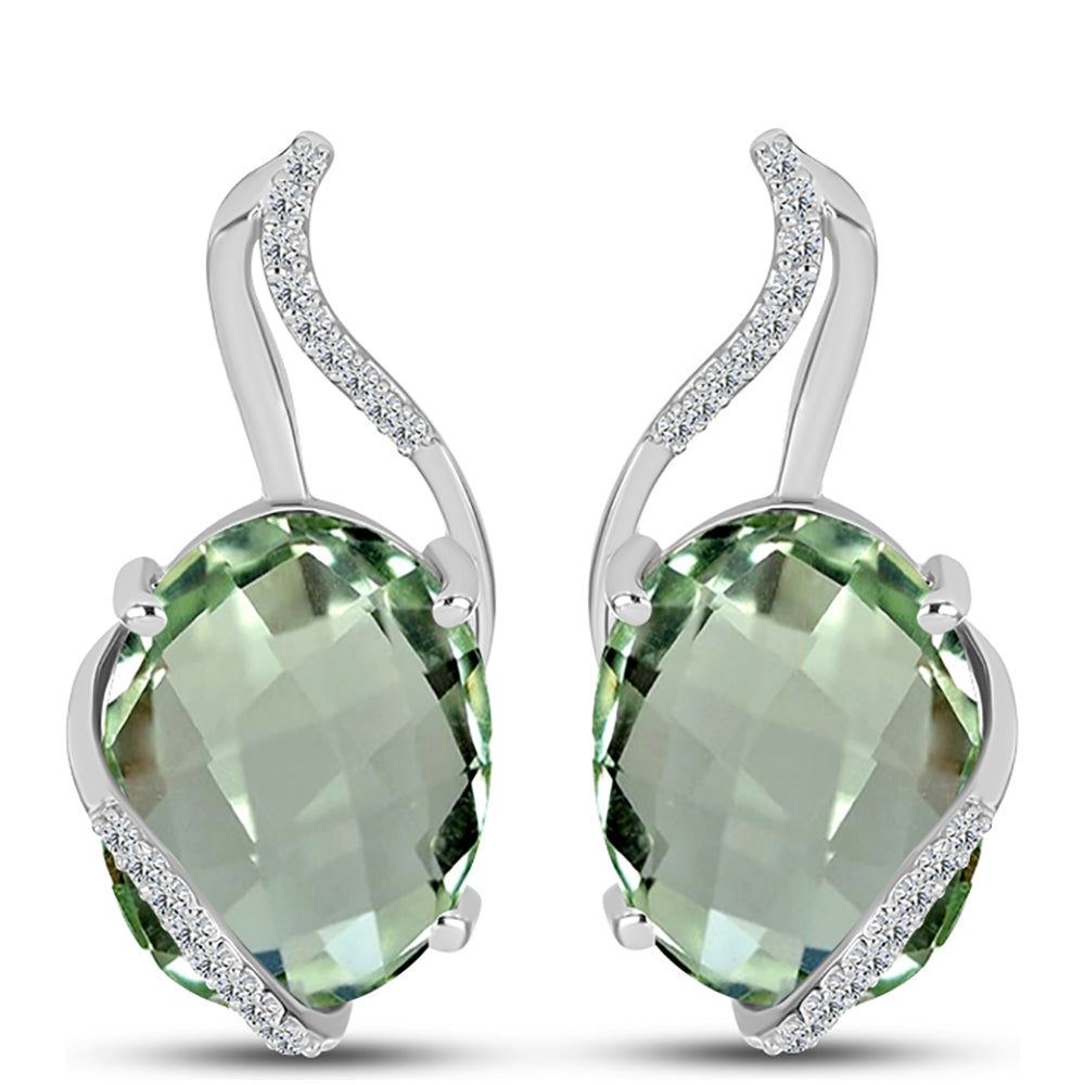 Pendientes de Plata con Amatista Verde y Topacio Blanco 1 