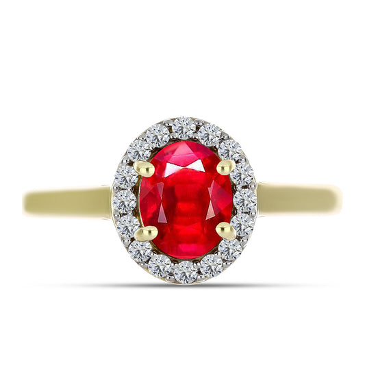 Anillo de Plata Bañada en Oro con Ágata Roja y Topacio Blanco
