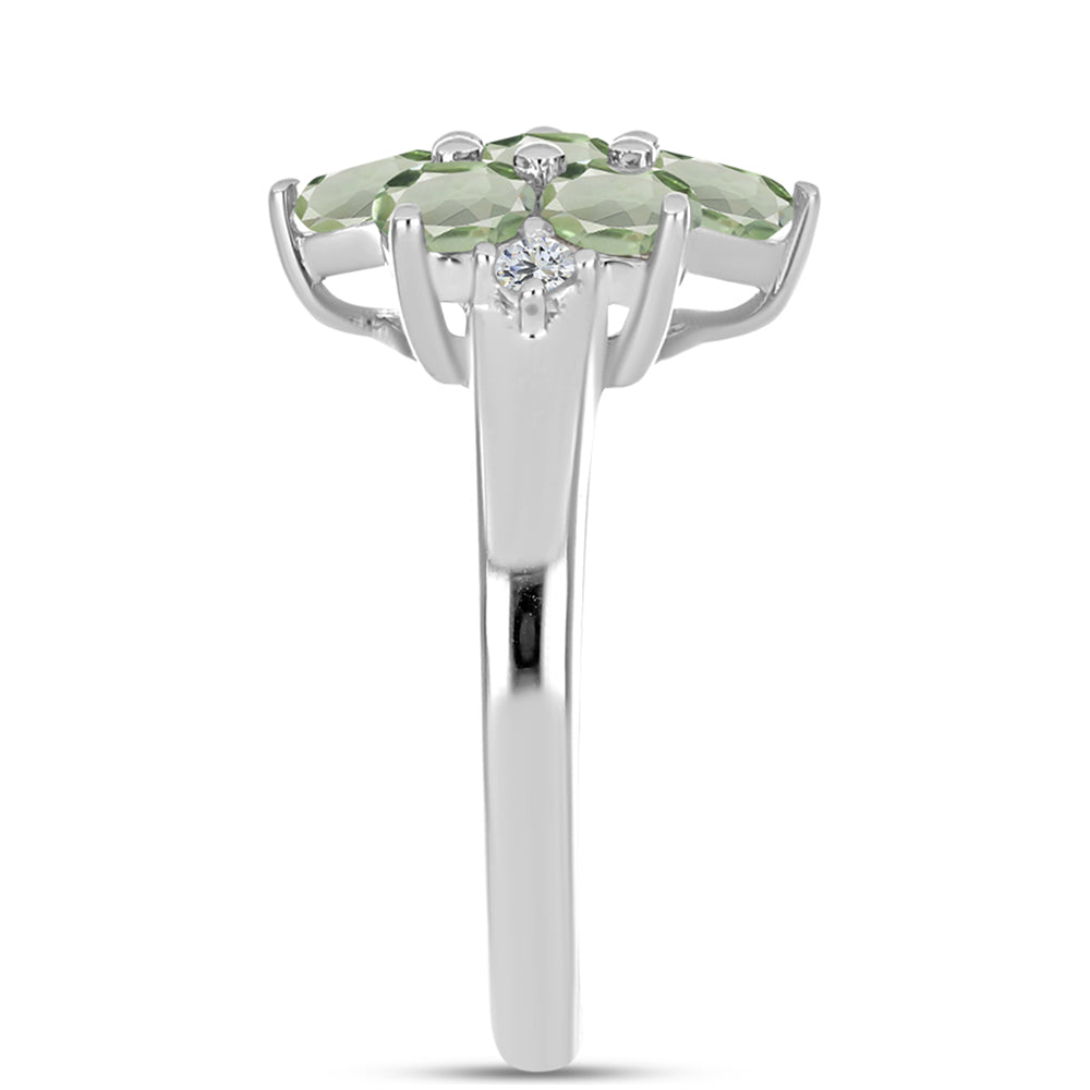 Anillo de Plata con Amatista Verde y Topacio Blanco 4 