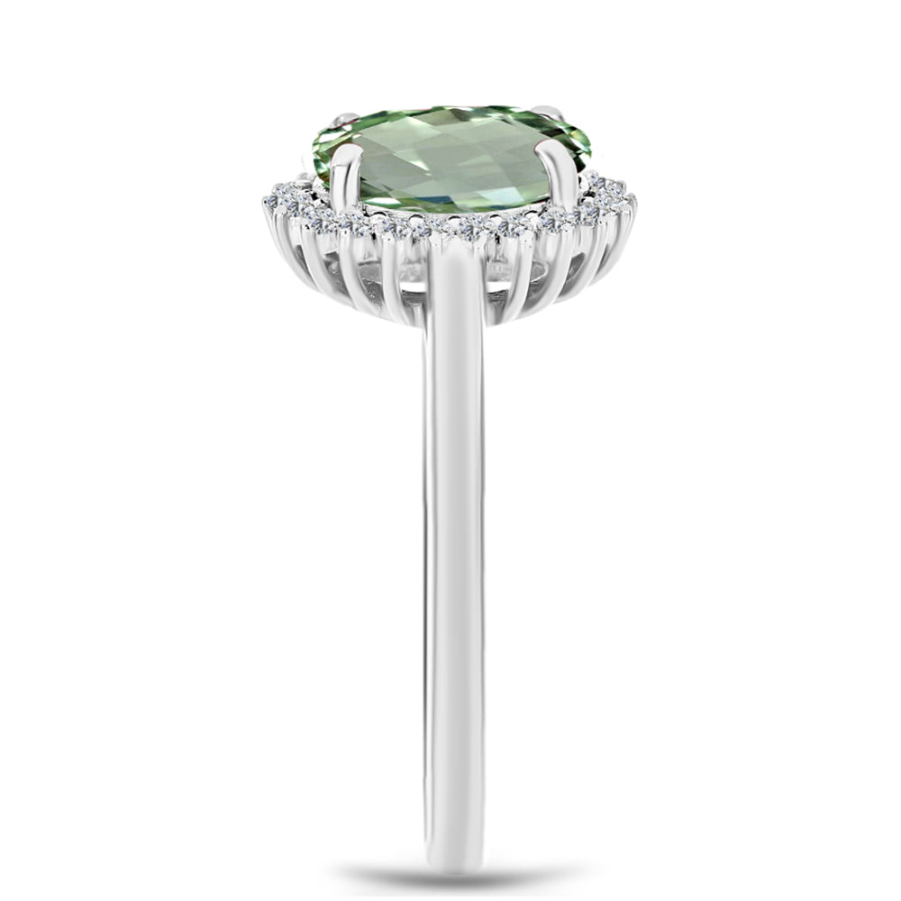 Anillo de Plata con Amatista Verde y Topacio Blanco 4 