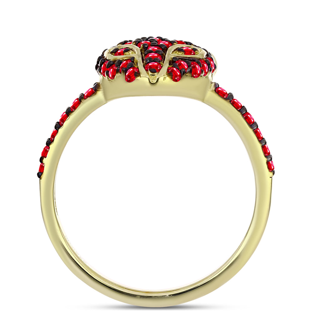 Anillo de Plata Bañada en Oro con Ágata Roja 3 
