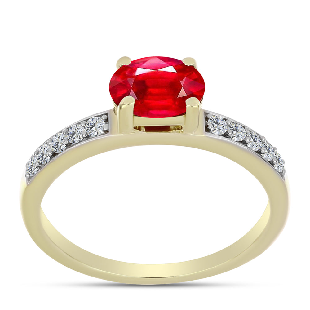 Anillo de Plata Bañada en Oro con Ágata Roja y Topacio Blanco 3 