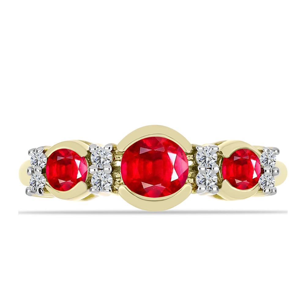 Anillo de Plata Bañada en Oro con Ágata Roja y Topacio Blanco 2 