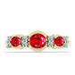 Anillo de Plata Bañada en Oro con Ágata Roja y Topacio Blanco