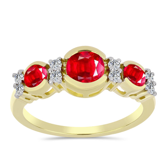 Anillo de Plata Bañada en Oro con Ágata Roja y Topacio Blanco
