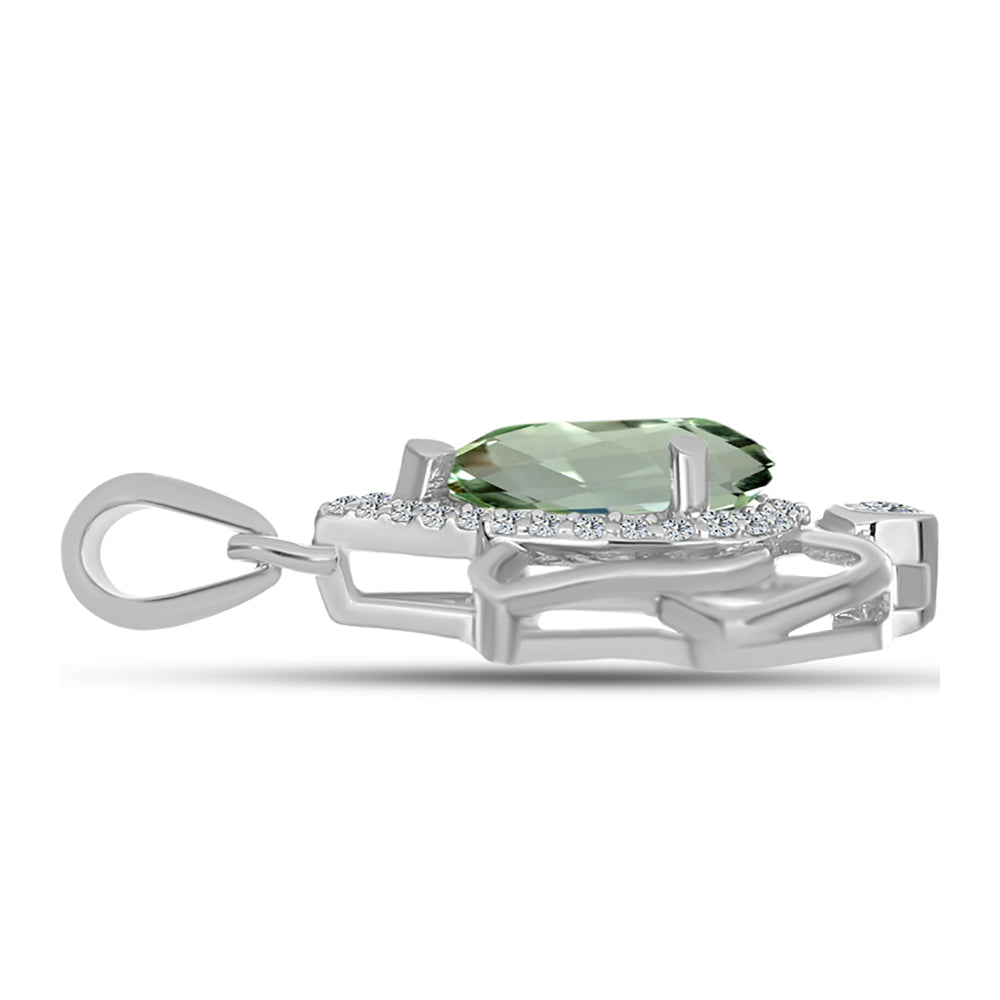 Colgante de Plata con Amatista Verde y Topacio Blanco 2 