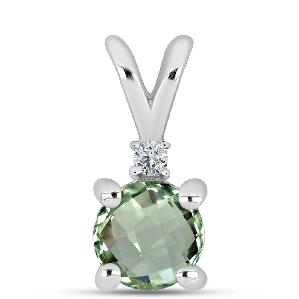 Colgante de Plata con Amatista Verde y Topacio Blanco