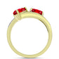 Anillo de Plata Bañada en Oro con Ágata Roja y Topacio Blanco