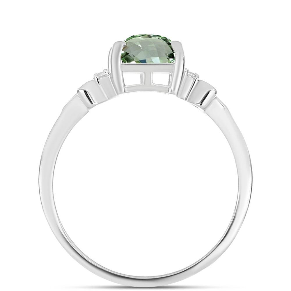 Anillo de Plata con Amatista Verde y Topacio Blanco 2 