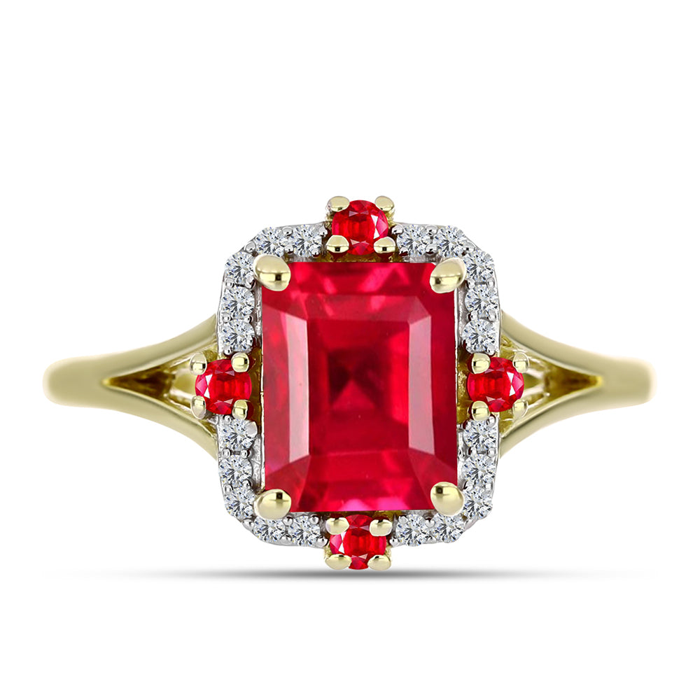 Anillo de Plata Bañada en Oro con Ágata Roja y Topacio Blanco 1 