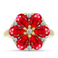 Anillo de Plata Bañada en Oro con Ágata Roja y Topacio Blanco