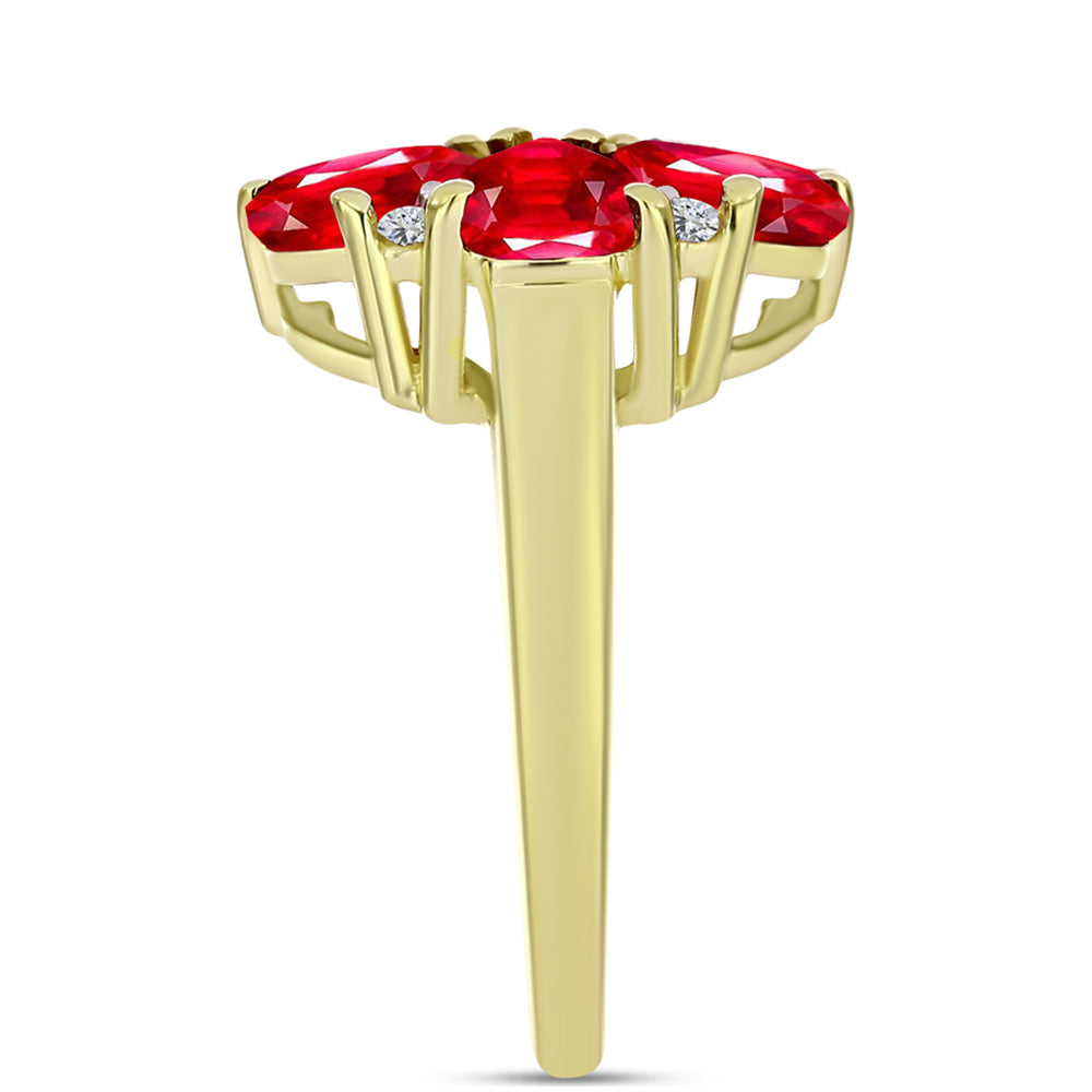 Anillo de Plata Bañada en Oro con Ágata Roja y Topacio Blanco 4 