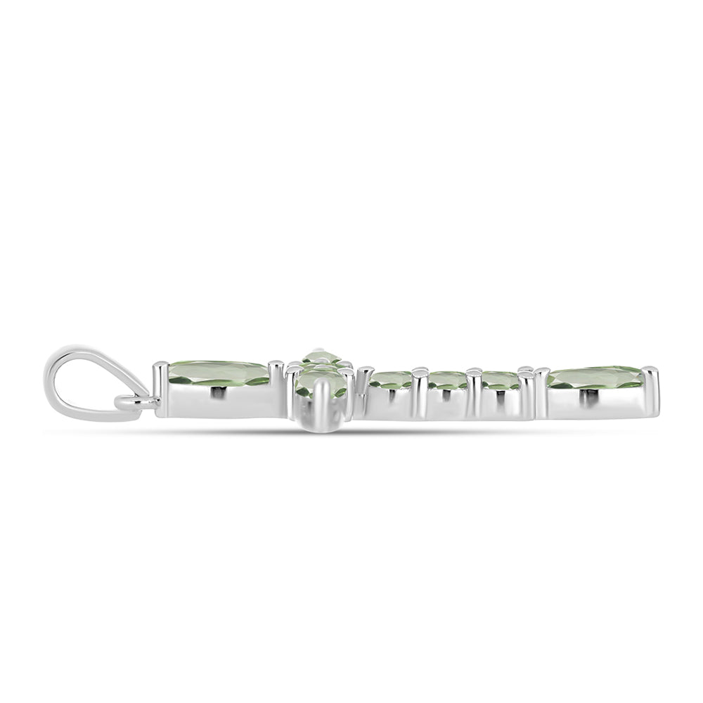 Cruz Colgante de Plata con Amatista Verde 2 