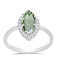Anillo de Plata con Amatista Verde y Topacio Blanco