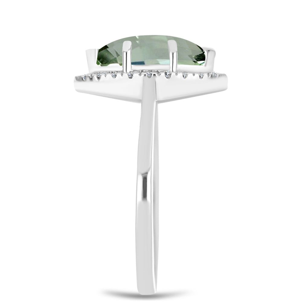 Anillo de Plata con Amatista Verde y Topacio Blanco 4 