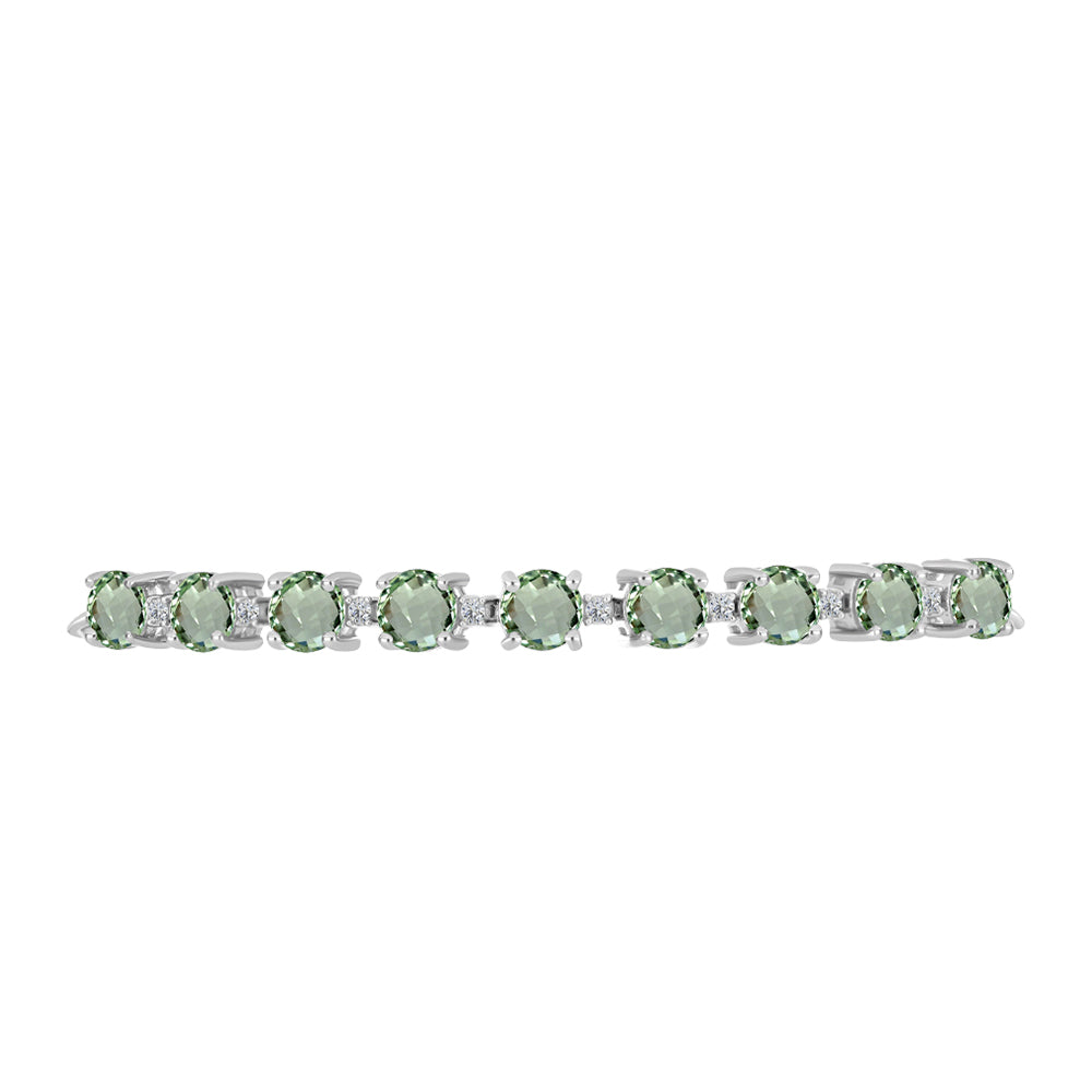 Pulsera de Plata con Amatista Verde y Topacio Blanco 2 