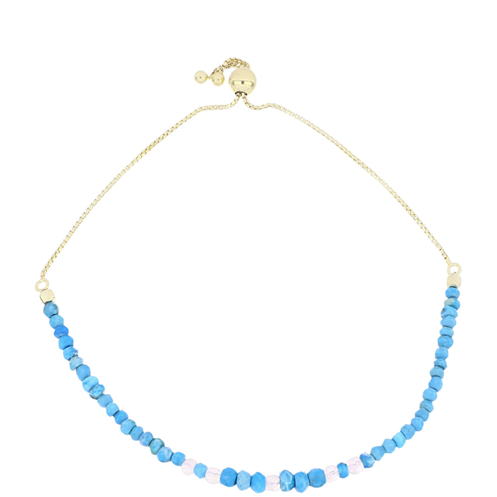 Pulsera de Plata Bañada en Oro con Turquesa Bella Durmiente y Piedra Lunar Arco Iris 1 