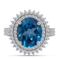 Anillo de Plata con Topacio Azul Londres y Topacio Blanco