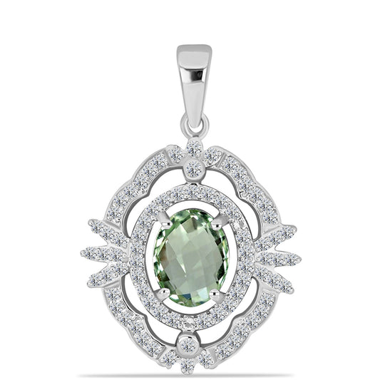 Colgante de Plata con Amatista Verde y Topacio Blanco