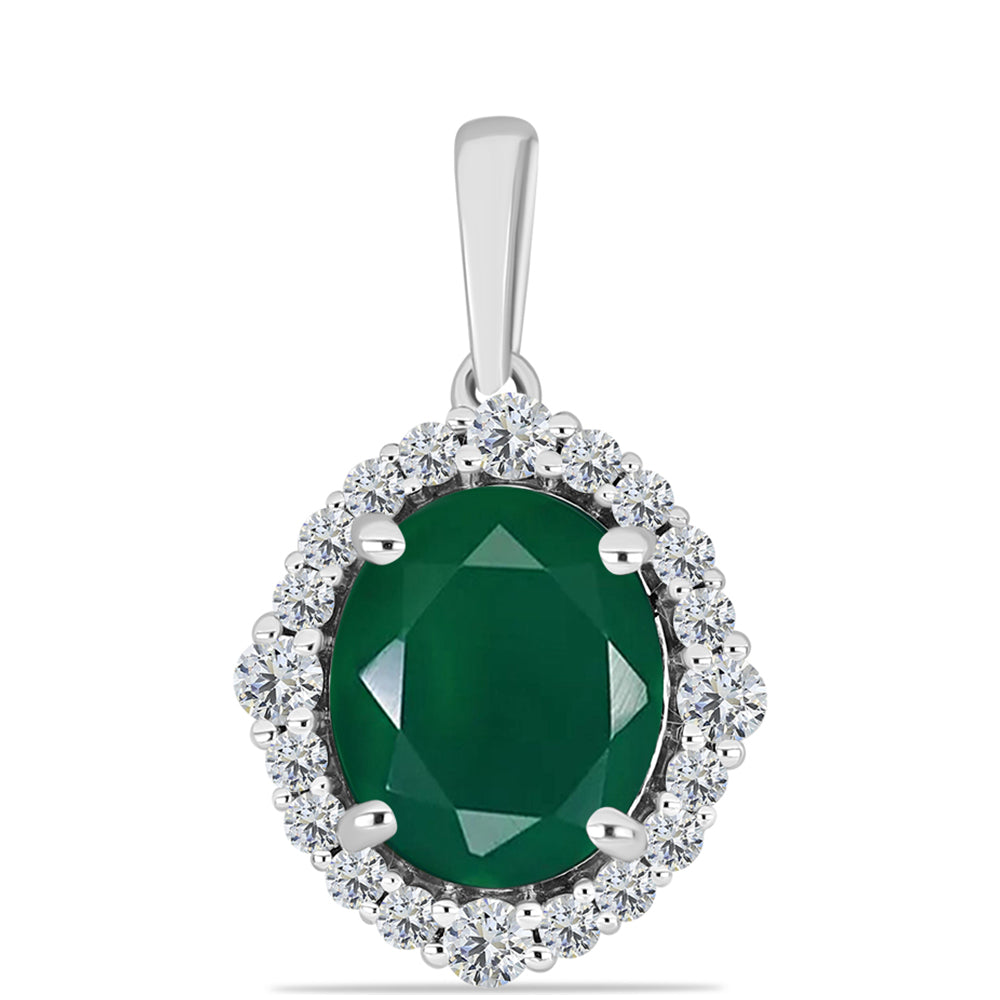 Colgante de Plata con Calcedonia Verde y Topacio Blanco 1 