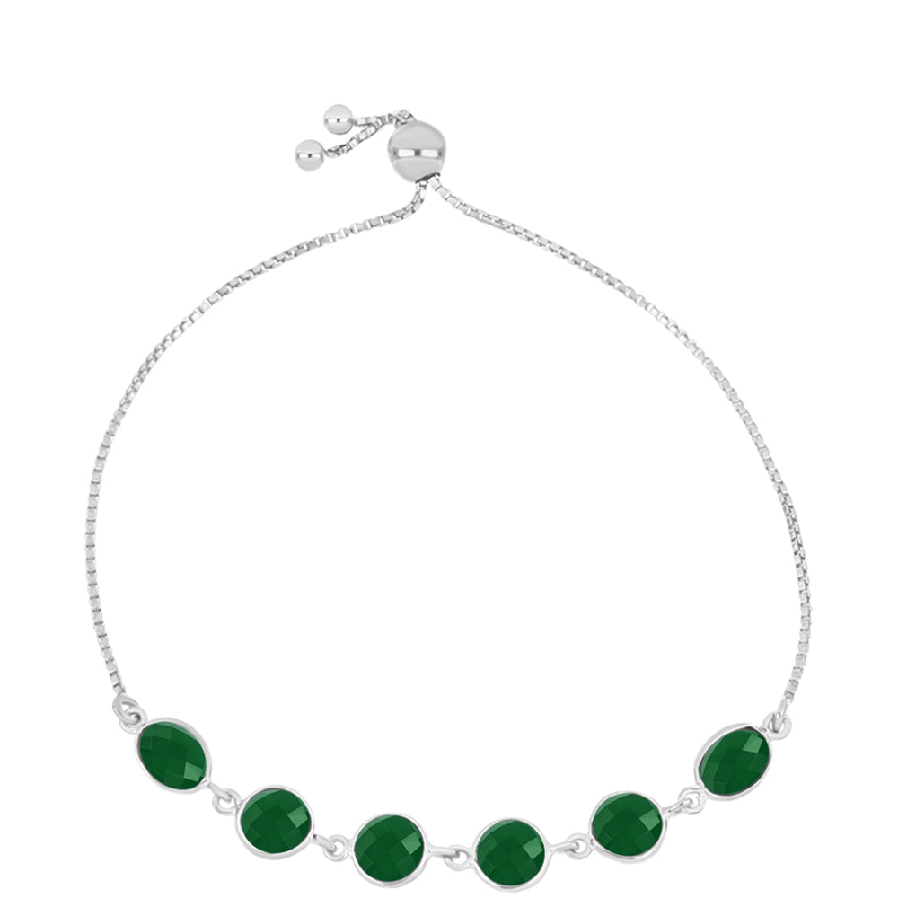 Pulsera de Plata con Calcedonia Verde
