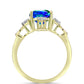 Anillo de Plata Bañada en Oro con Cuarzo Pavo Real y Topacio Blanco