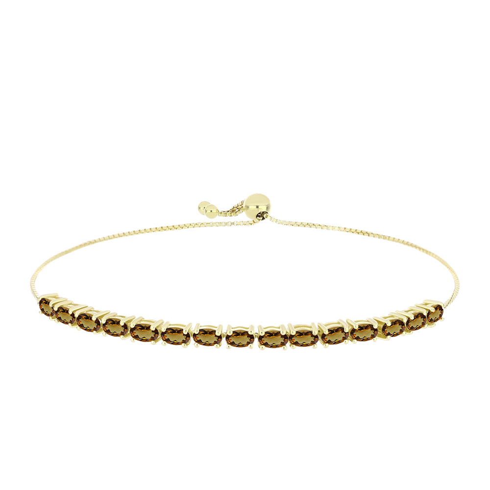 Pulsera de Plata Bañada en Oro con Cuarzo Coñac 1 