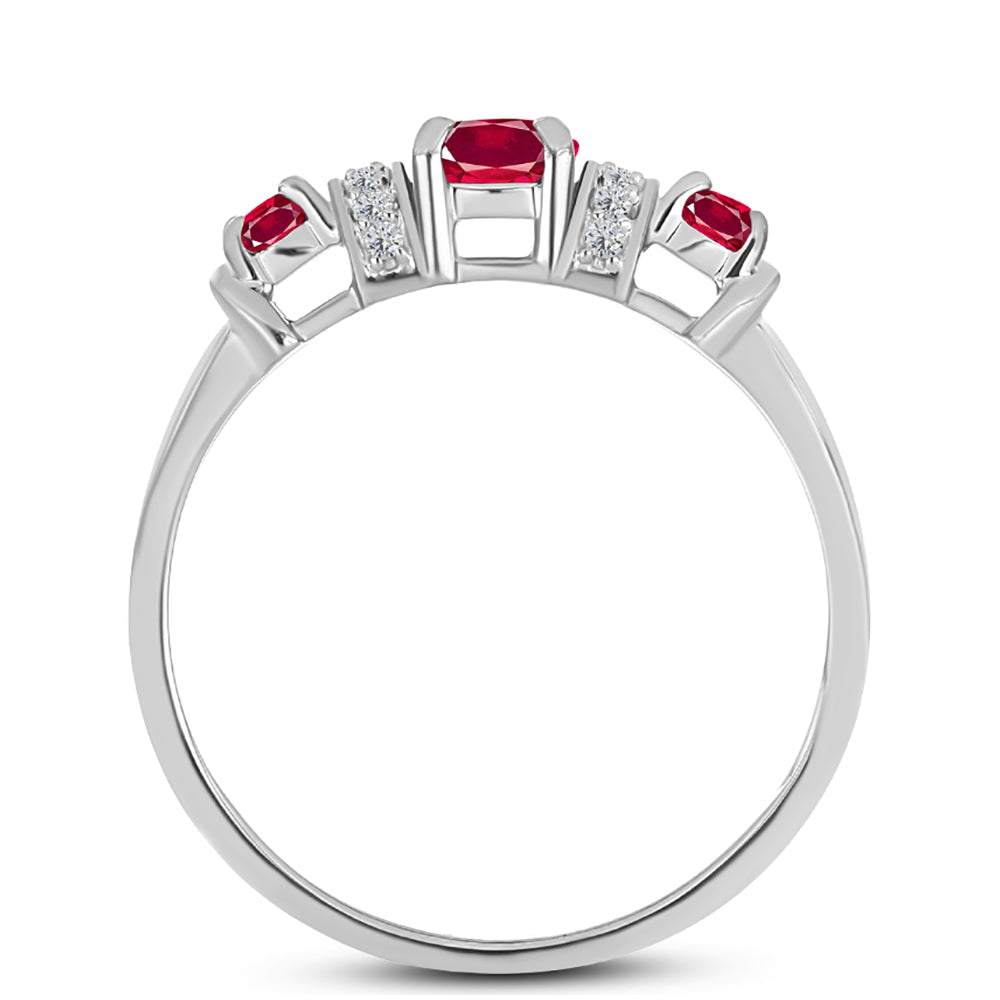 Anillo de Plata con Rubí de Madagascar y Topacio Blanco 2 