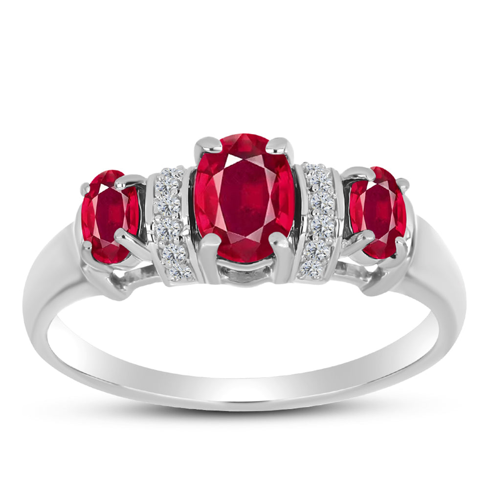 Anillo de Plata con Rubí de Madagascar y Topacio Blanco