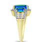 Anillo de Plata Bañada en Oro con Cuarzo Pavo Real y Topacio Blanco