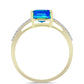 Anillo de Plata Bañada en Oro con Cuarzo Pavo Real y Topacio Blanco