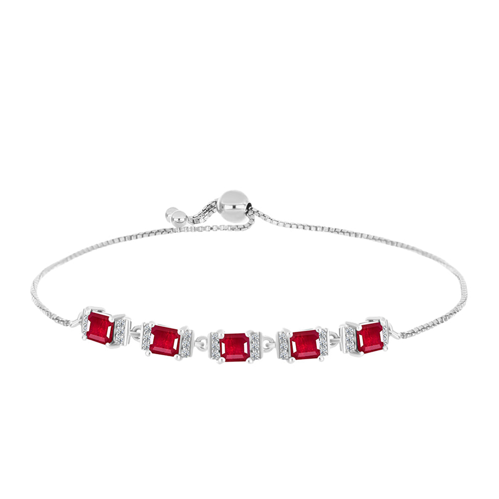 Pulsera de Plata con Rubí de Madagascar y Topacio Blanco