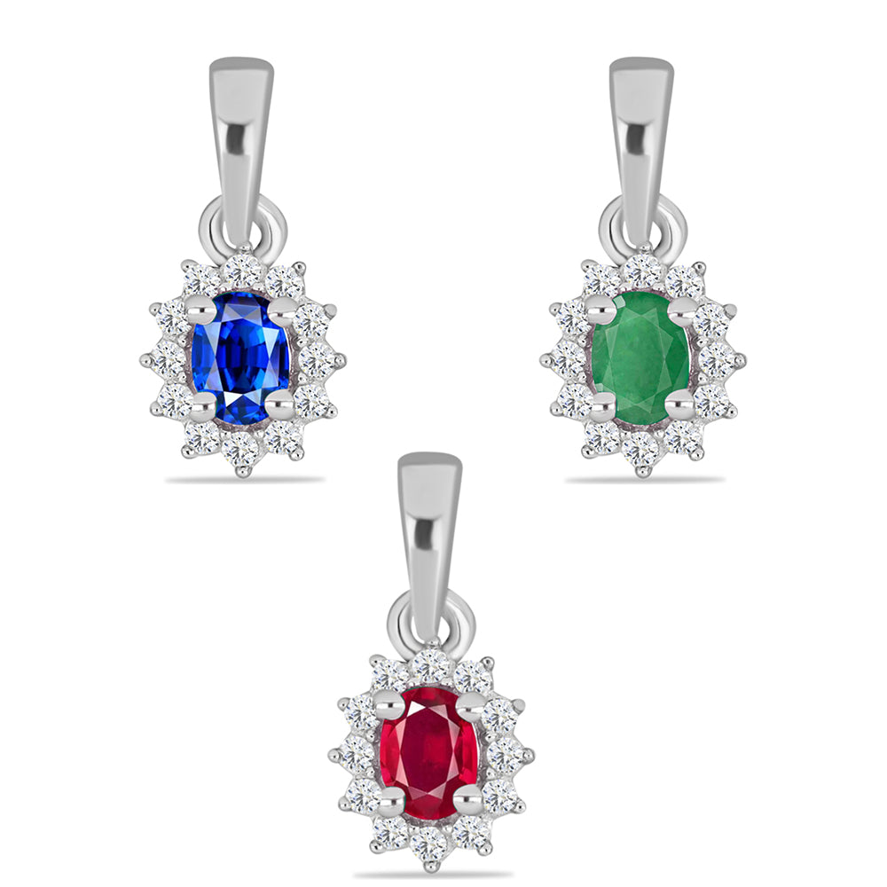 Conjunto de Plata con Rubí de Madagascar y Esmeralda de Brasil ( Colgante ) 1 
