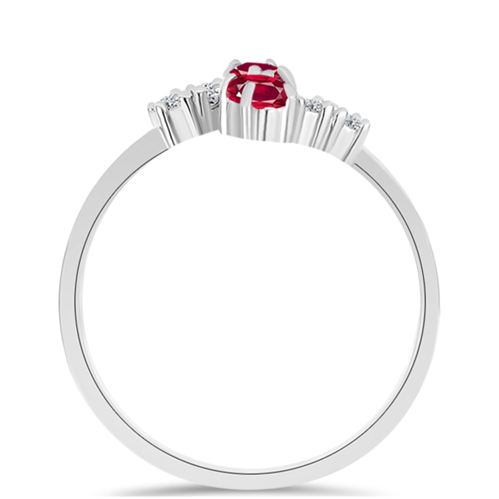 Anillo de Plata con Rubí de Madagascar y Topacio Blanco 2 