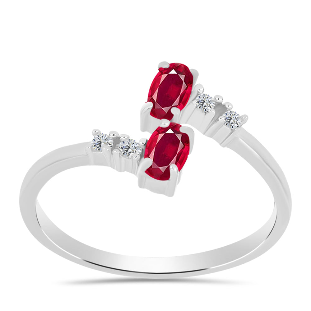 Anillo de Plata con Rubí de Madagascar y Topacio Blanco