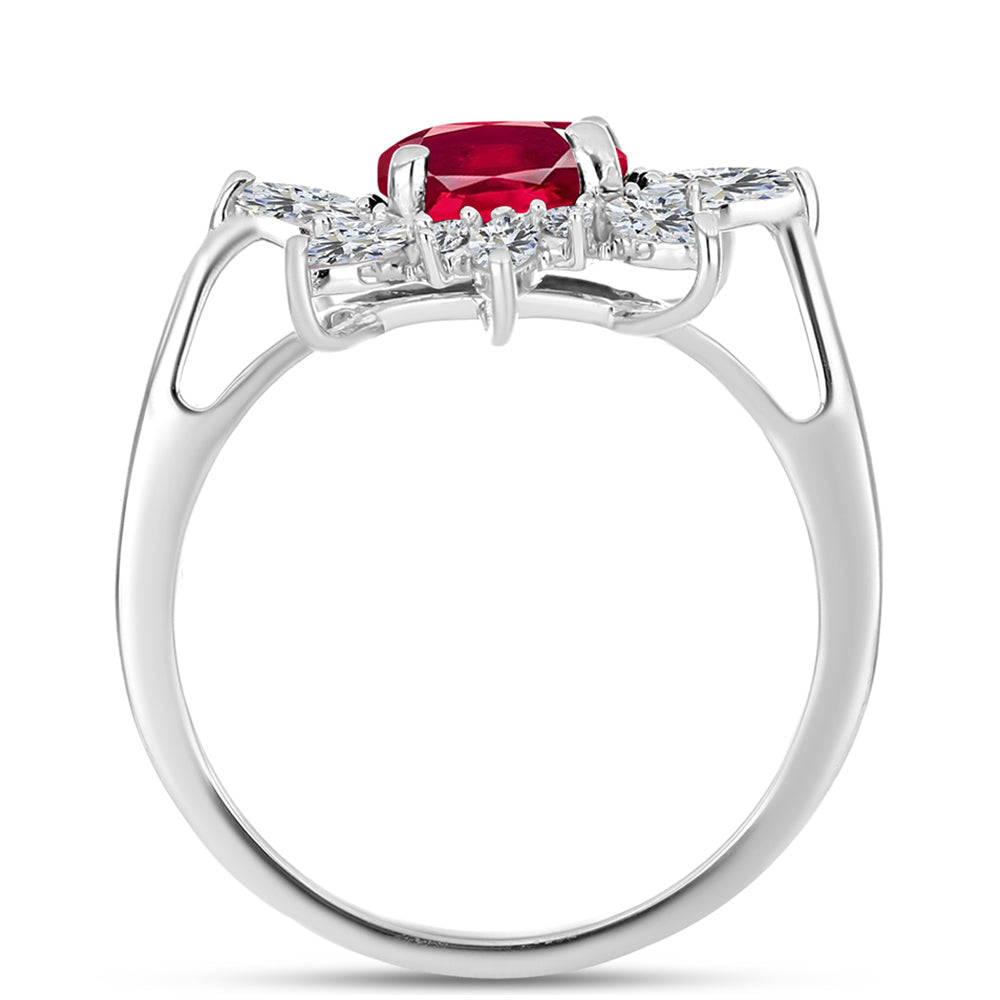 Anillo de Plata con Rubí de Madagascar y Topacio Blanco
