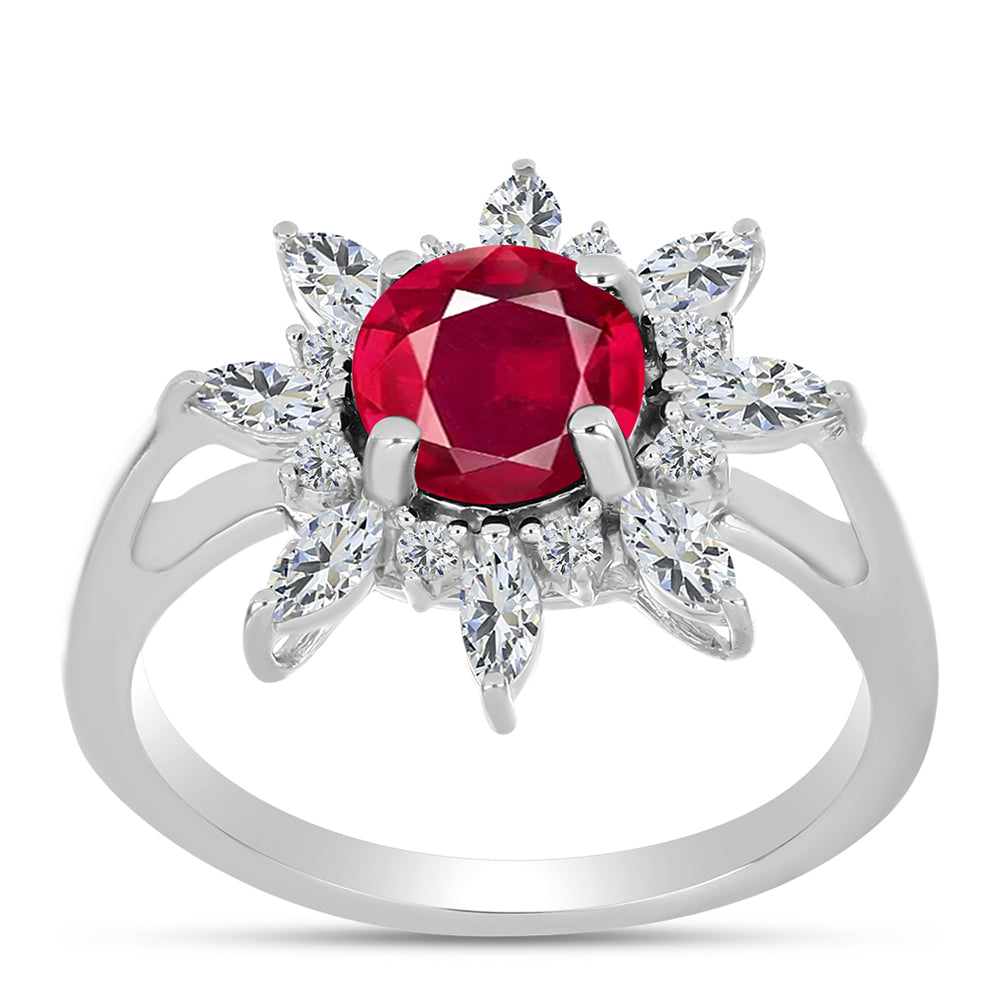 Anillo de Plata con Rubí de Madagascar y Topacio Blanco