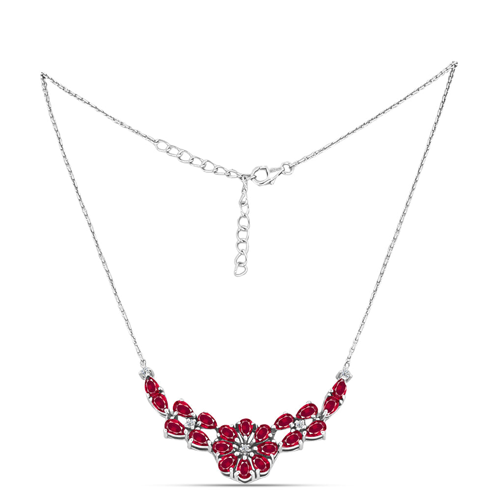Collar de Plata con Rubí de Madagascar y Topacio Blanco