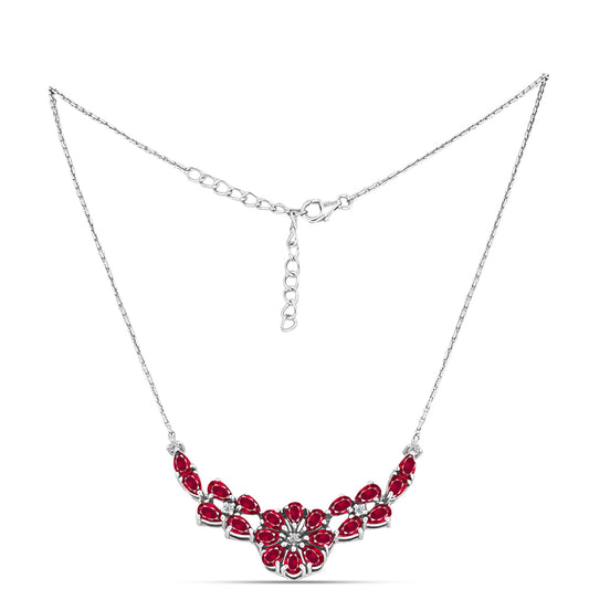 Collar de Plata con Rubí de Madagascar y Topacio Blanco