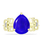 Anillo de Plata Bañada en Oro con Ágata azul y Topacio Blanco