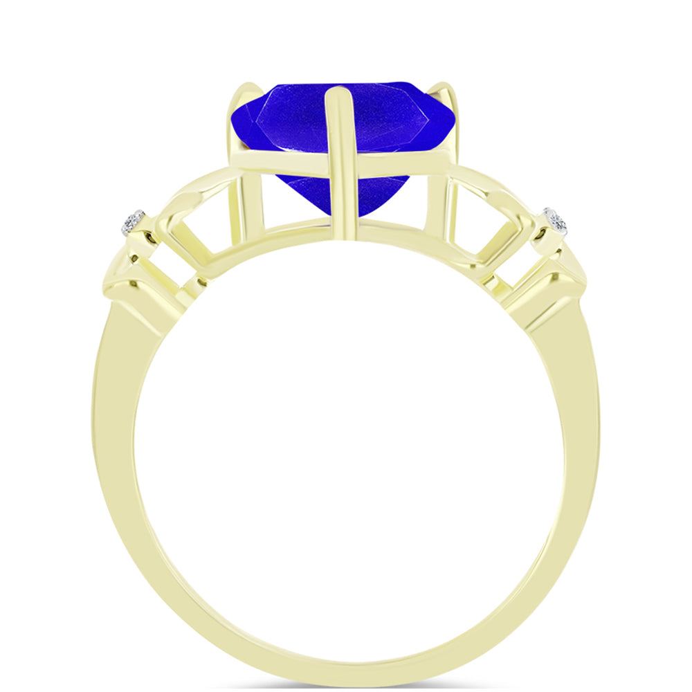 Anillo de Plata Bañada en Oro con Ágata azul y Topacio Blanco