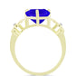 Anillo de Plata Bañada en Oro con Ágata azul y Topacio Blanco