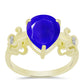 Anillo de Plata Bañada en Oro con Ágata azul y Topacio Blanco