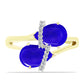 Anillo de Plata Bañada en Oro con Ágata azul y Topacio Blanco