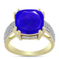 Anillo de Plata Bañada en Oro con Ágata azul y Topacio Blanco