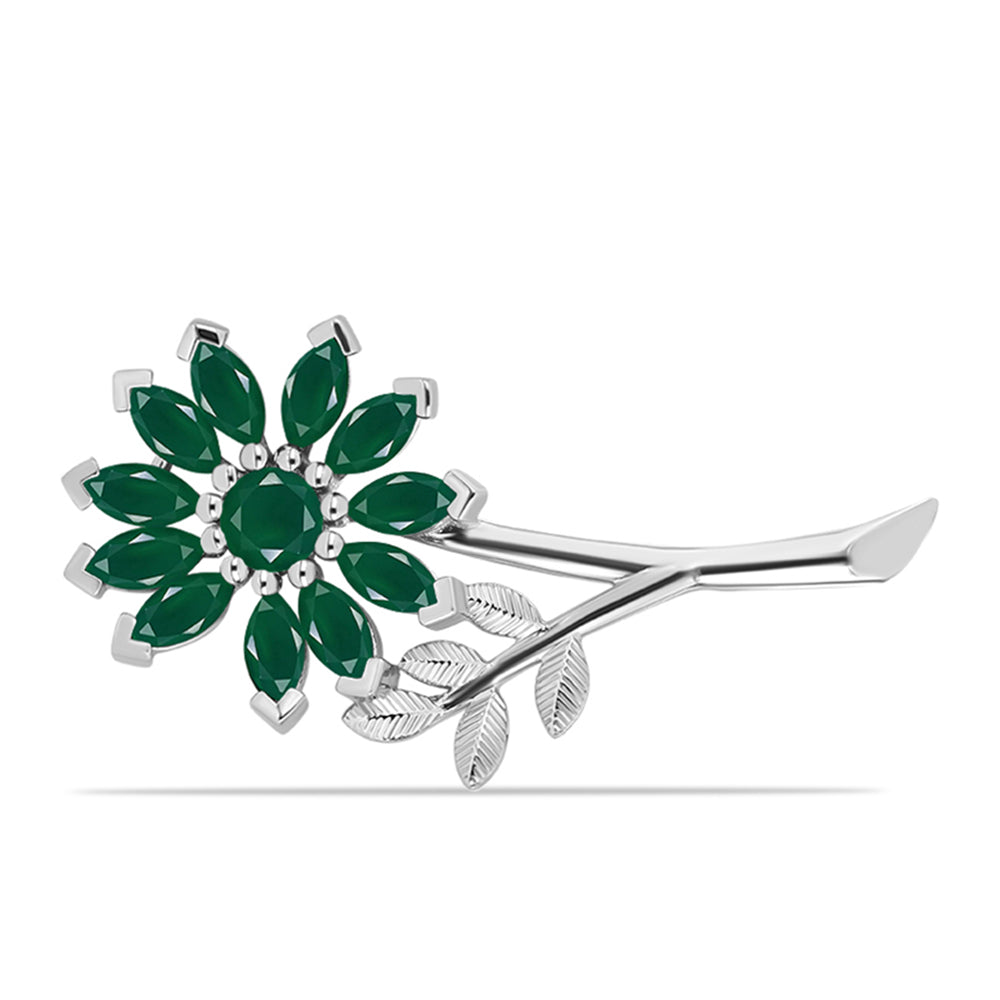 Broche de Plata con Calcedonia Verde 1 