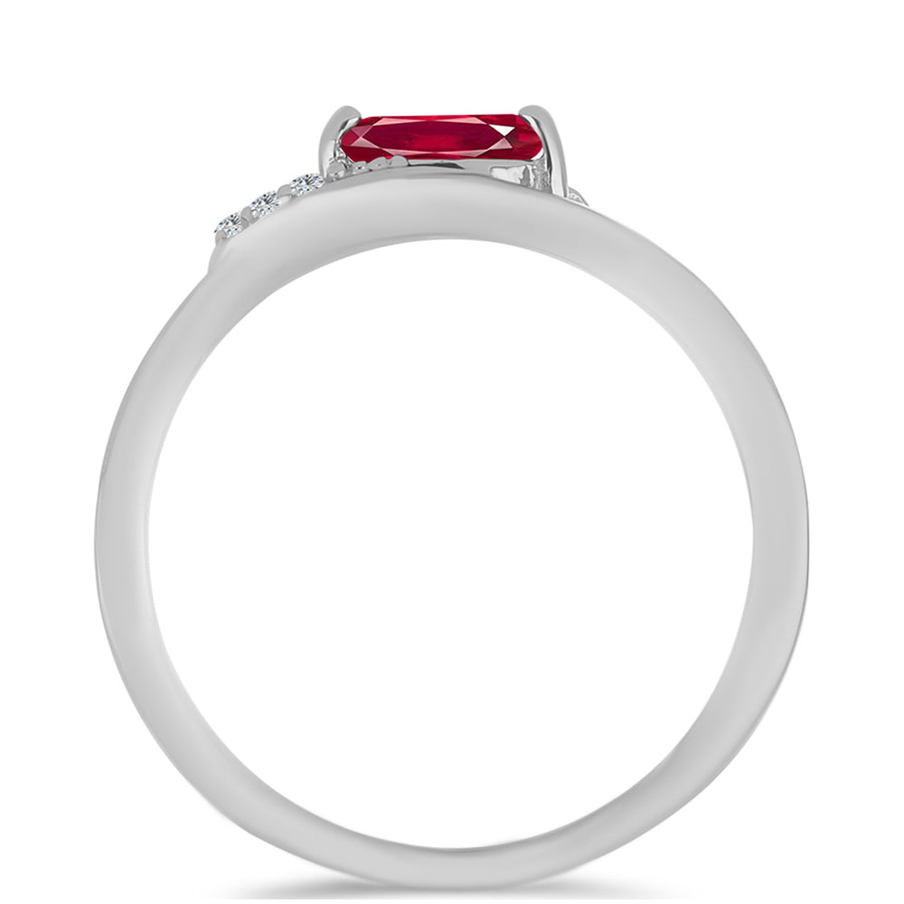 Anillo de Plata con Rubí de Madagascar y Topacio Blanco 2 