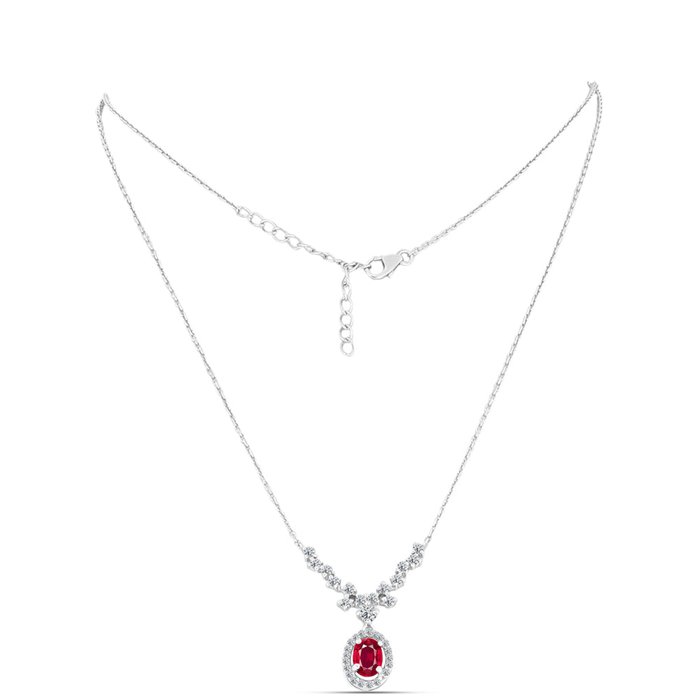 Collar de Plata con Rubí de Madagascar y Topacio Blanco