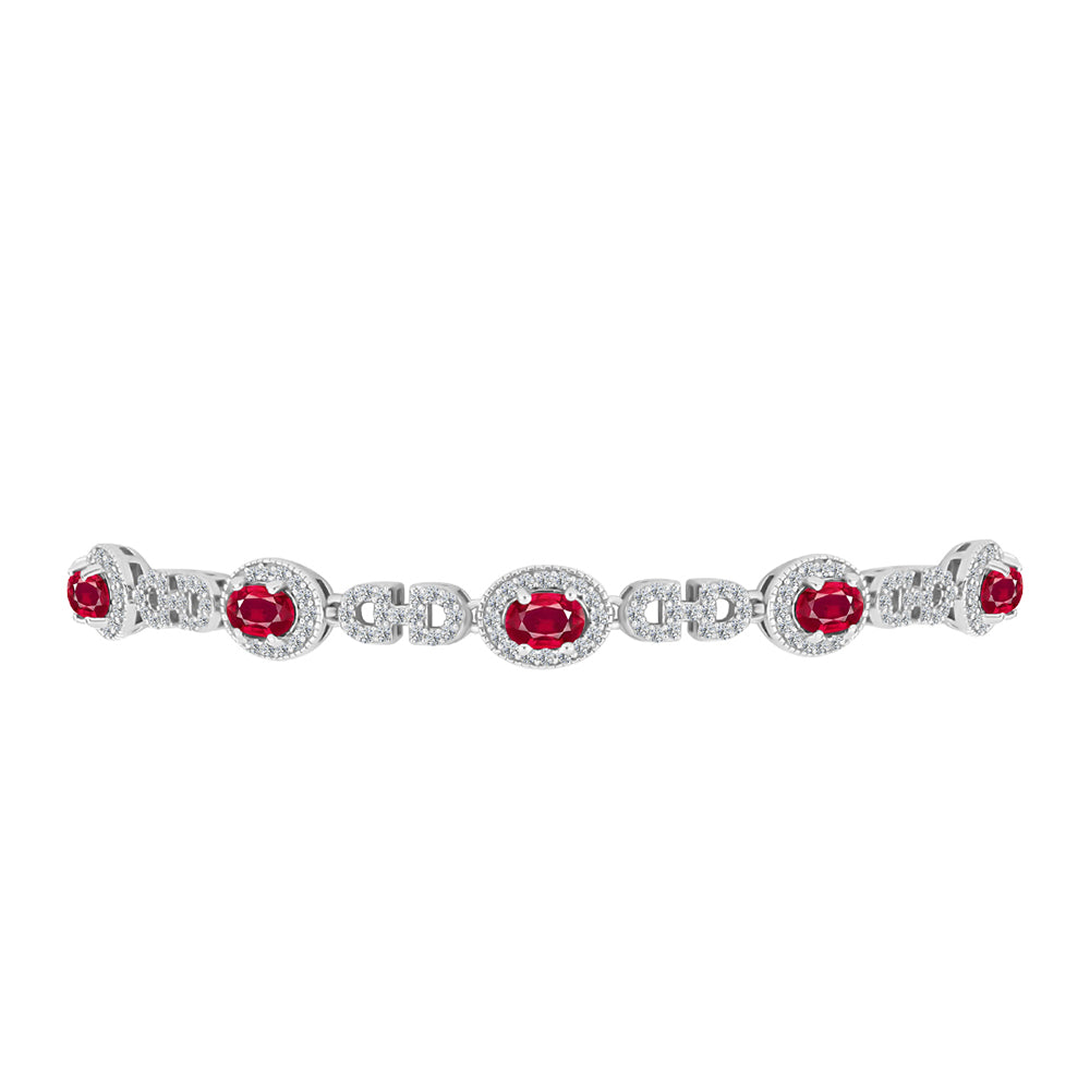 Pulsera de Plata con Rubí de Madagascar y Topacio Blanco 2 
