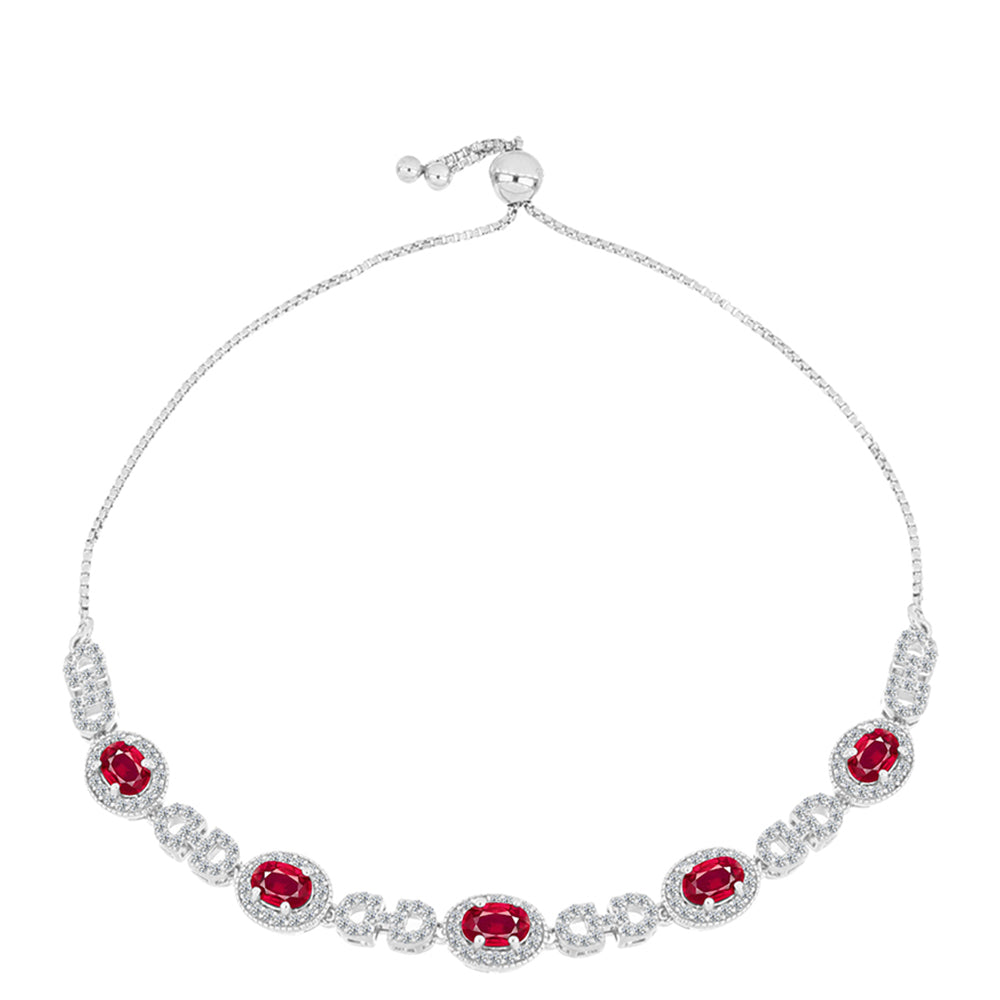 Pulsera de Plata con Rubí de Madagascar y Topacio Blanco